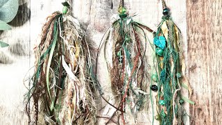 How To Make A Boho Tassel Dangle  Junk Journal Jewellery  Fabric Embellishments [upl. by Tuck]