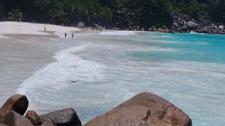 Anse Georgette Beach and Lemauria hotel golf ⛳ area views praslin Seychelles [upl. by Naujak]