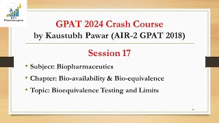 Bioequivalence Testing and Limits  Biopharmaceutics  GPAT 2024  KPs Pharmacopeia [upl. by Ibor]