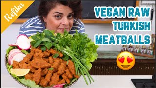 ÇİĞ KÖFTE VEGAN RAW TURKISH BULGHUR MEATBALLS 🤩🌱 Favorite Turkish Street Food ❤️ [upl. by Aidnac]