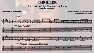 Thriller GUITAR Riff  Michael Jackson ORIGINAL GRiff By David Williams Score Sheet Guitar Tab 🎸 [upl. by Aloap]