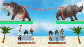 Hippopotame Vs Rhinoceros TUG of WAR  Animal Revolt Battle Simulator  Who Is The Strongest [upl. by Florrie]