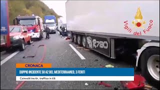 Doppio incidente su A2 del Mediterraneo 3 feriti [upl. by Rudman]