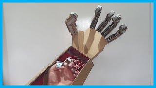 How to Make a Mechanical Arm at Home out of Cardboard DIY [upl. by Nilekcaj]