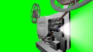 Projector 35mm 16mm 8mm film 3D model move into lamp green screen animation 64bit test 1 s01r03 [upl. by Erehpotsirhc]