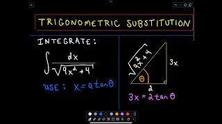 ❖ Trigonometric Substitution  Example 2 ❖ [upl. by Adnowat]