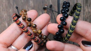 ➤Pulseras para hombre fáciles con hilo o cuentas★Macrame [upl. by Aihsyla]