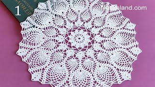 Crochet Doily How to crochet pineapple doily Part 1 1  4 round [upl. by Neelyhtak]