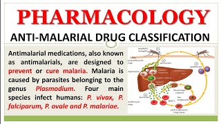 ANTIMALARIAL DRUGS CLASSIFICATION  PHARMACOLOGY  GPAT  NIPER  DI  PHARMACIST [upl. by Libove762]