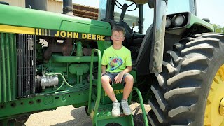 Kids Playing on The Farm with Real Tractors and Kids Trucks Compilation  Tractors for kids [upl. by Olatha]