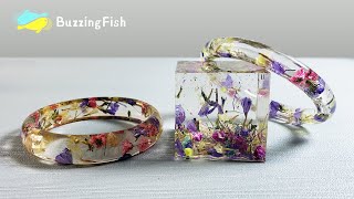 How to make a BRACELET and PAPERWEIGHT Dried Flowers 🌼 and Resin [upl. by Sitsuj]