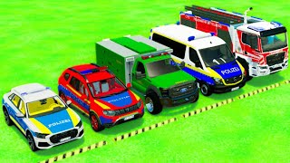 DACIA VOLSKWAGEN AUDI POPLICE CARS and MERCEDES FORD AMBULANCE EMERGENCY TRANSPORT FS22 SAGAME43 [upl. by Eninahs]