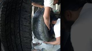 Tubeless tyre top cat repairtubeless car tyre tires viralshort rajutyreripiarig120 [upl. by Nirret]