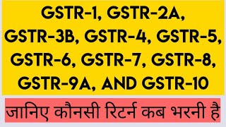 GSTR RETURNS GSTR1  GSTR 2A  GSTR 3B  GSTR 4 GSTR 5 GSTR 6 GSTR 7 GSTR 8  GSTR 9 GSTR 10 [upl. by Aidnama819]