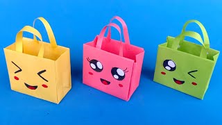 Origami Paper Bag  How To Make Paper Bags with Handles  Origami Gift Bags  school hacks [upl. by Naxela128]