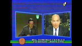 DiFilm  Domingo Cavallo con Mariano Grondona vía satélite desde Nueva York 1994 [upl. by Salvucci]