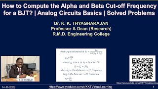 Beta Cutoff Frequency Problem  Analog Circuits Basics  GATE  NPTEL  Miller Capacitance [upl. by Nnylyak]