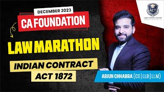 INDIAN CONTRACT ACT 1872  CA FOUNDATION LAW MARATHON  DEC  2023 [upl. by Ranee]