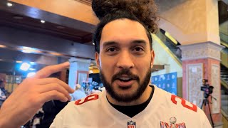 TALANOA HUFANGA SUPPORTS 49ERS amp BACKUP BROWN FOR SBLVIII “IT’S A BLESSING TO BE HERE REGARDLESS” [upl. by Jason]