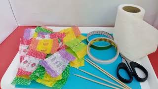 DIY Candy wrappers Best out of waste How to make flowers Home decor Charito [upl. by Neladgam]