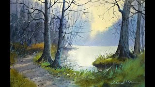 Watercolor painting landscape tutorial [upl. by Etsirhc]