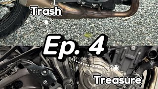 Trash 2 Treasure Ep 4 Yamaha MT07 Exhaust Upgrade [upl. by Nybbor162]