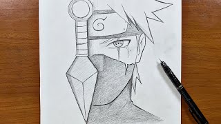 Naruto art  How to draw kakashi stepbystep [upl. by Onailil108]