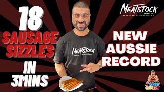 NEW AUSSIE RECORD  MEATSTOCK SYDNEY VLOG  1ST PLACE amp PB  18 SAUSAGE SIZZLES IN BREAD IN 3MINS [upl. by Ysset]