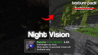 NIGHT VISION For Minecraft PE 1 21  Night Vision Texture Pack MCPE 121 [upl. by Daukas]