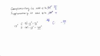 Complementary and Supplementary Angles in Radians [upl. by Nilreb11]