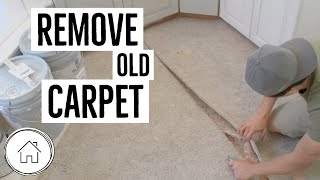 DIY How to remove carpet  the EASY WAY [upl. by Illek681]