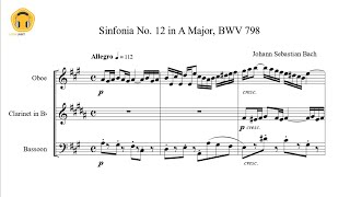 Sinfonia No 12 in A Major BWV 798 Woodwind TrioSheets [upl. by Llednahc638]