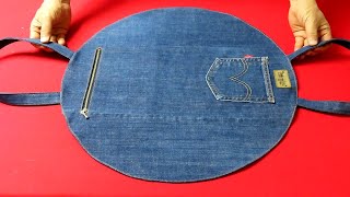 DIY원을 활용하여 quot귀여운 토트백quot 쉽고 빠르게 만드는 방법cute quothalf moon tote bagquot with a circlemade of old jeans [upl. by Angle99]