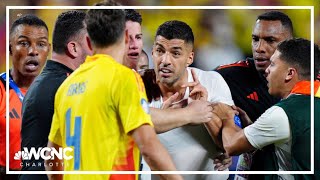 Uruguay players enter stands as fans fight after Copa America loss to Colombia [upl. by Will]