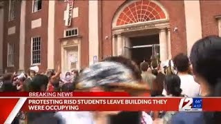 RISD demonstrators take down barricades leave academic building [upl. by Aurita]