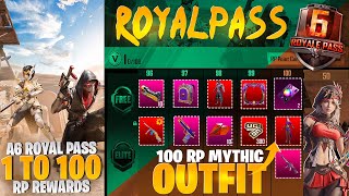 A6 Royal Pass 1 To 100 Rp Rewards  40 Rp Mythic amp 100 Rp Mythic  SMG Skin  PUBGM [upl. by Ahsilif465]