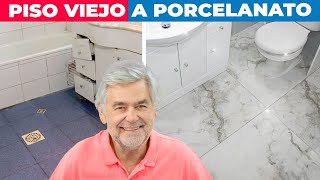 Cómo instalar porcelanato en el piso de un baño [upl. by Arihsak]