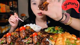 ASMR Home Cooking Sweet and Sour Pork Ribs Braised Tofu Carrots and Greens [upl. by Tteragram]