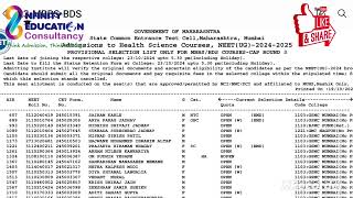 Maharashtra MBBS BDS round 3 2024 💥result declare🚀 CUTOFF 🚀🚀🚀 [upl. by Faith]