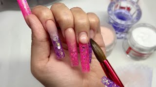 Long Acrylic Nails Tutorial  Ombré  3D Nail Art [upl. by Shorter644]