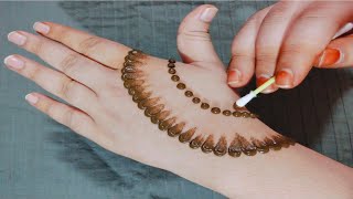 Easy Simple Mehndi Design Back Hand  New Cotton Bud Mehndi Design Trick  Mehendi Designs [upl. by Lielos]