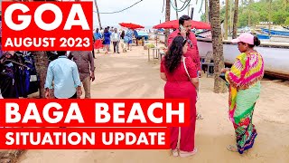 GOA  BAGA BEACH  AUGUST 2023  GOA VLOG  SITUATION UPDATE  WATERSPORTS SHACKS NIGHTLIFE [upl. by Dowdell]