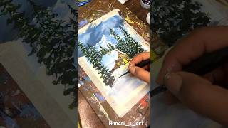 Painting a snowscape art artist artistic acrylicpaiting painting snowscape [upl. by Adnilra]