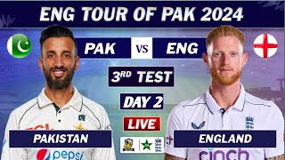 PAKISTAN vs ENGLAND LIVE TEST MATCH 2024  PAK vs ENG 3rd TEST MATCH DAY 2 LIVE SCORES  PAK 3 WKTS [upl. by Redmer]