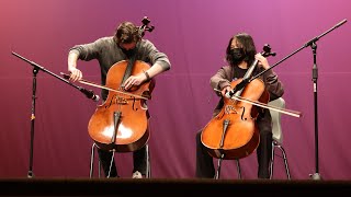 Thunderstruck on Two Cellos  High School Talent Show [upl. by Shuma235]