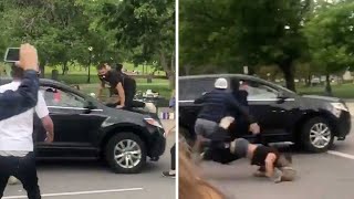 Shocking moment car runs over protester at George Floyd demonstration in Denver [upl. by Ibbison782]