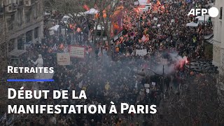 Retraites début de la manifestation à Paris  AFP Images [upl. by Christiansen]