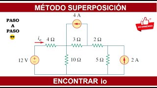 ✅ Problema 416 SADIKU ✅ Teorema de superposición ✅Ley Voltaje de Kirchhoff ✅ Divisor de Corriente [upl. by Atteuqcaj]