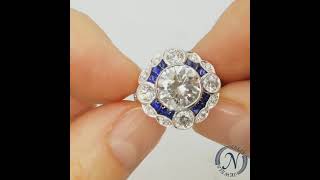 Vintage 429ct Diamond amp 180ct Sapphire Engagement Ring in Platinum [upl. by Merril]