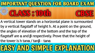 A vertical tower stands on a horizontal plane is surmounted by a vertical flagstaff of height h At [upl. by Asin]